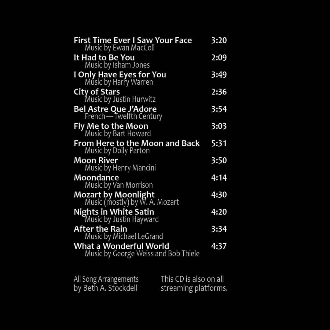 CD tracklist with song titles and runtimes.