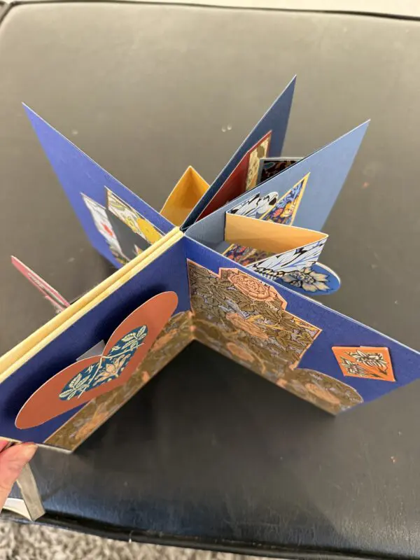 Colorful pop-up book with intricate designs.