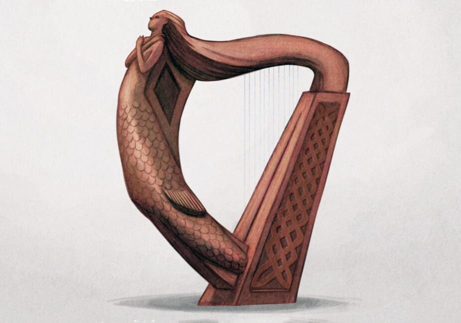 A drawing of an instrument with a fish on it.